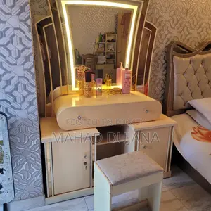 Modern LED Dressing Table Set with Mirror & Stool Stylish Wooden