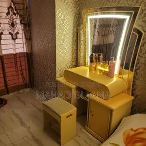Modern LED Dressing Table Set with Mirror & Stool Stylish Wooden