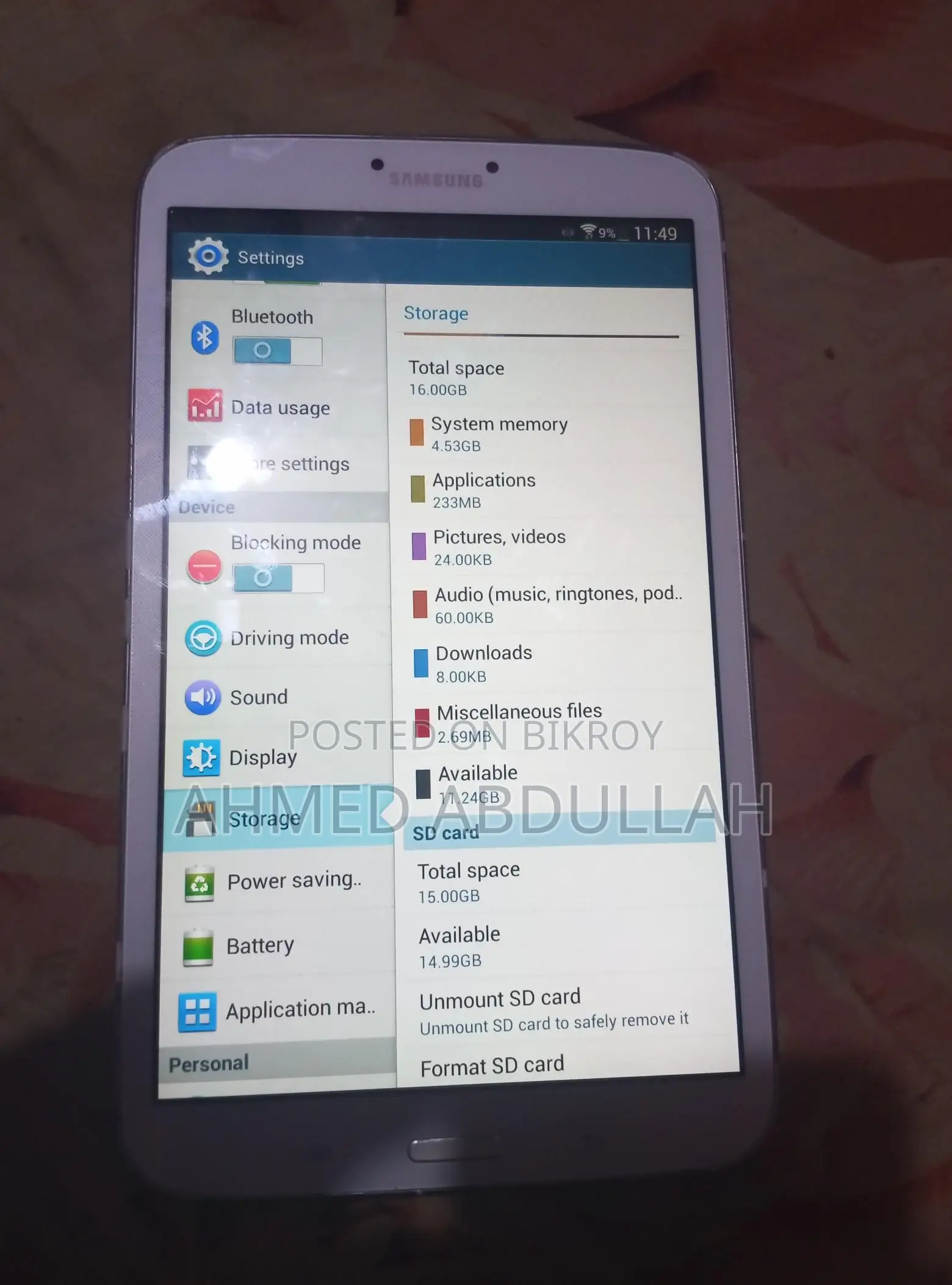 Samsung Tab 3 Used