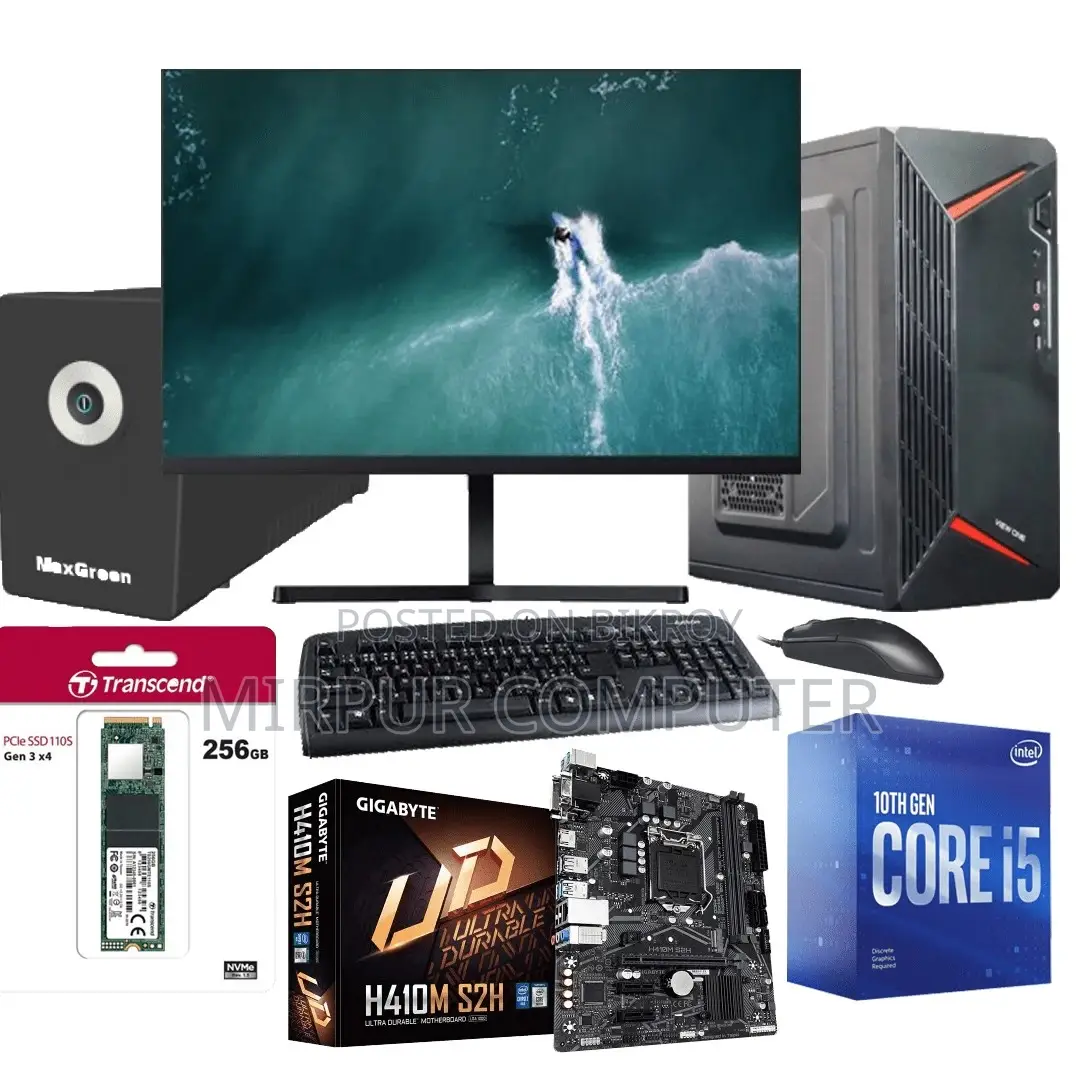 Desktop Pc Core I5 10th Gen + 27-inch LED. Fresh Condition. 512GB SSD, 8GB RAM.