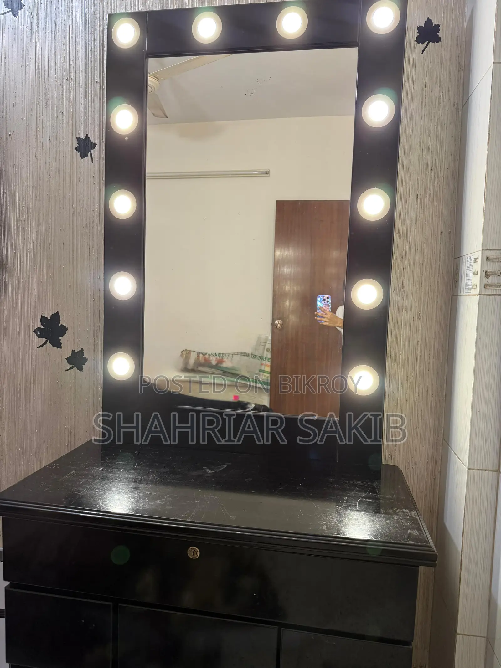 Custom Dressing Table - Hidden Chair Feature and 12 Leds