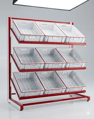 3 Layer Vegetable Gondola Rack – 9 Basket | Fresh Display Solution