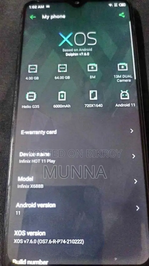 Infinix Hot 11 Play 4/64 (Used)