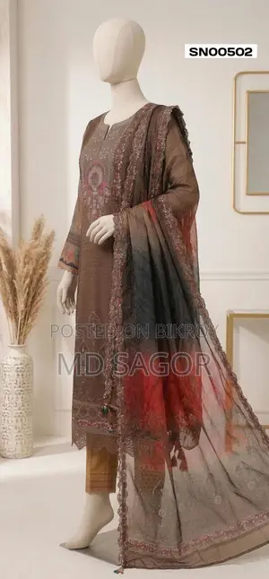 Organza Sequence Embroidery Work Pakistani Full Ready Three-Piece