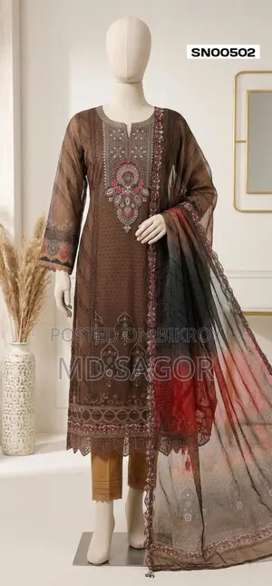 Organza Sequence Embroidery Work Pakistani Full Ready Three-Piece
