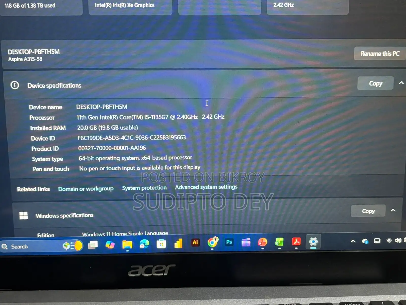 Acer Aspire 3 Fresh Condition