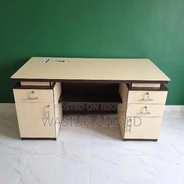 2 Office Tables (5ft/3ft) and 1 Double Cushion SS Chair for Sale
