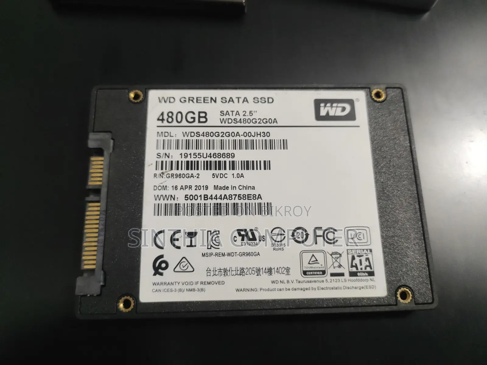 Wd 480 Gb Sata SSD