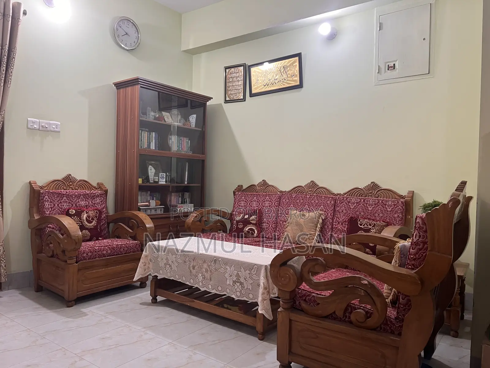 Used Original Shegun Wooden Sofa Set 3+1+1 With Tea Table