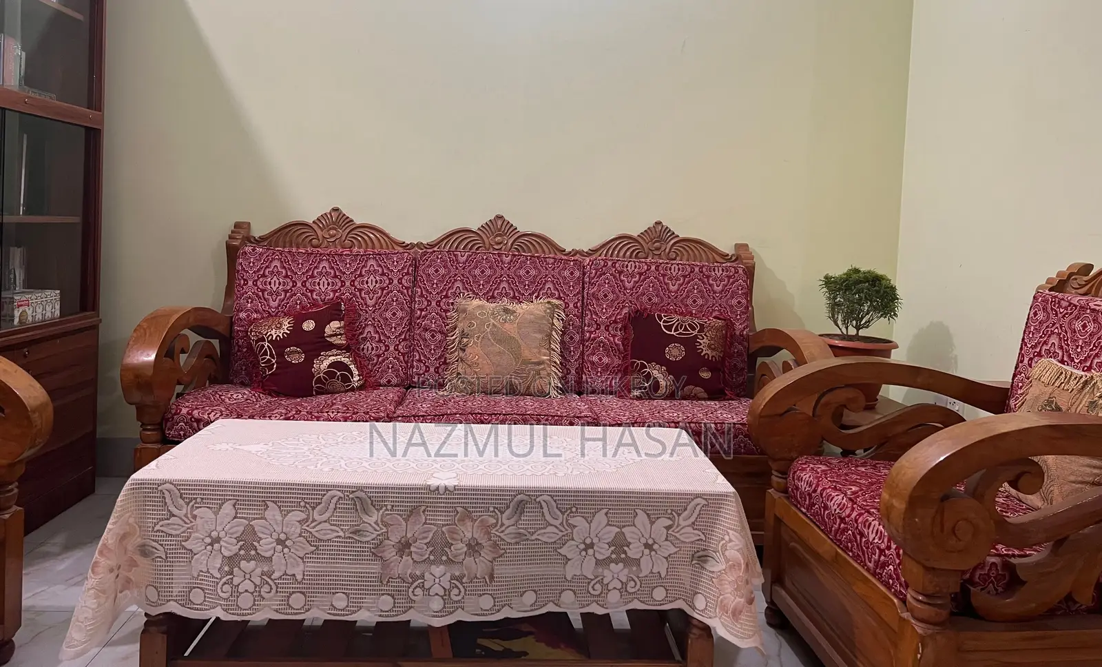 Used Original Shegun Wooden Sofa Set 3+1+1 With Tea Table