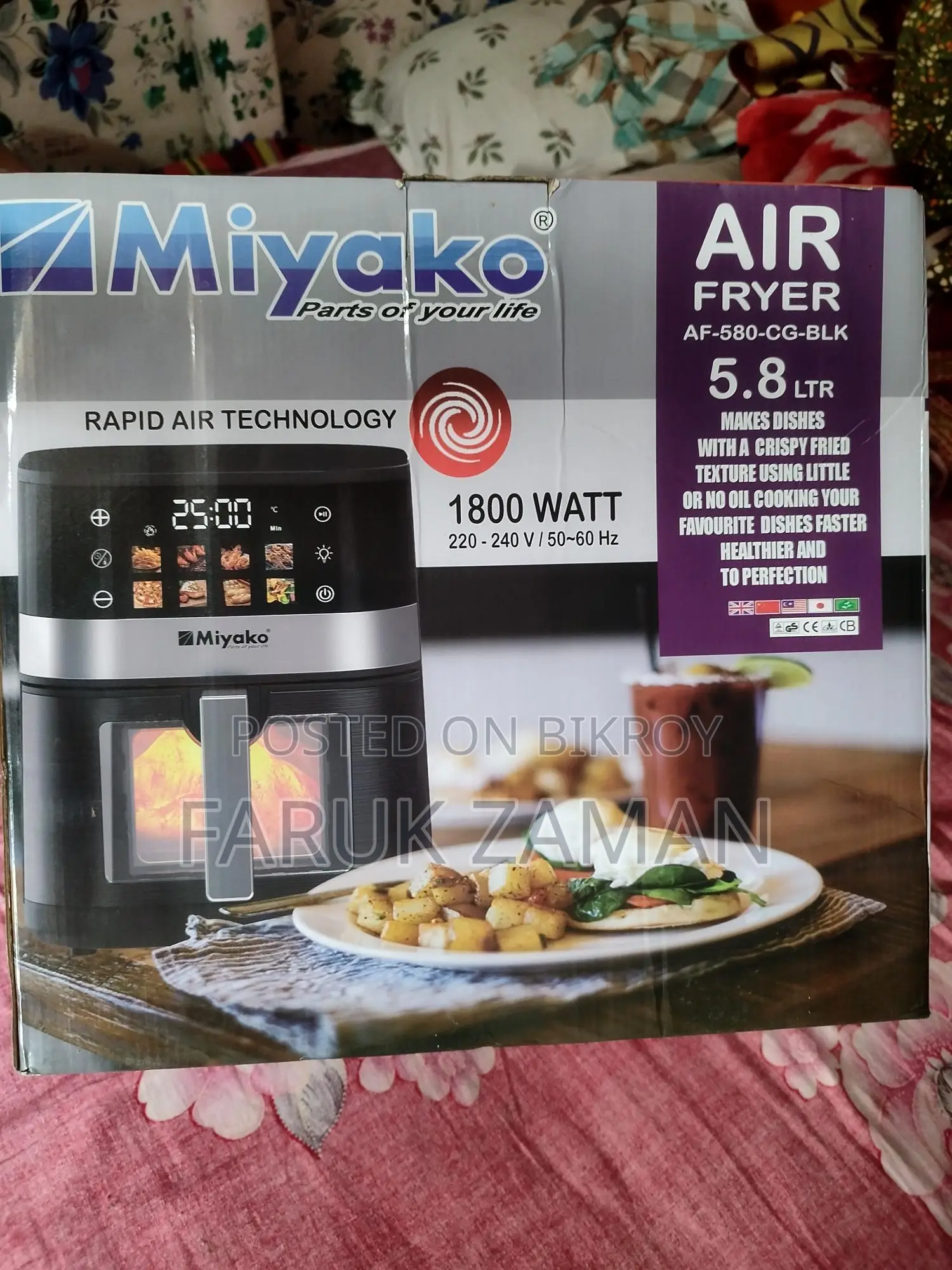 এয়ার ফ্রায়ার ৫.৮ LTR (Miyako ব্র্যান্ড)
