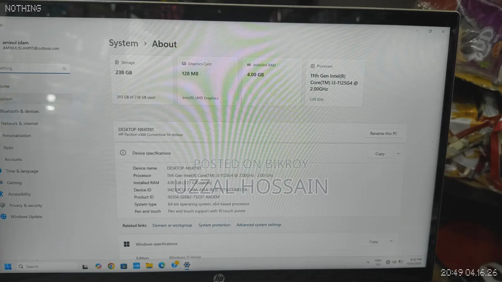 Laptop HP Pavilion x360 14 4GB Intel Core i3 SSD 256GB