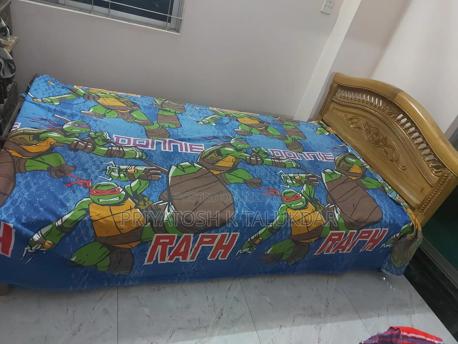 Original Teak Wood Bed (4ft x 7ft) for Sale - Mattress Included