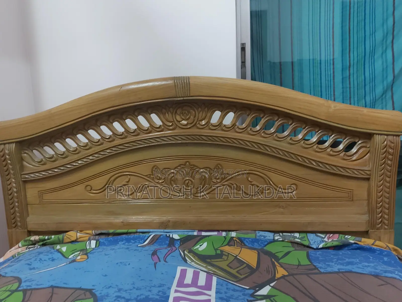 Original Teak Wood Bed (4ft x 7ft) for Sale - Mattress Included