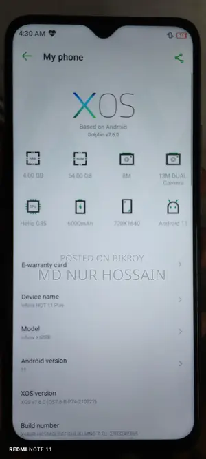 Infinix Hot 11 Play . (Used)