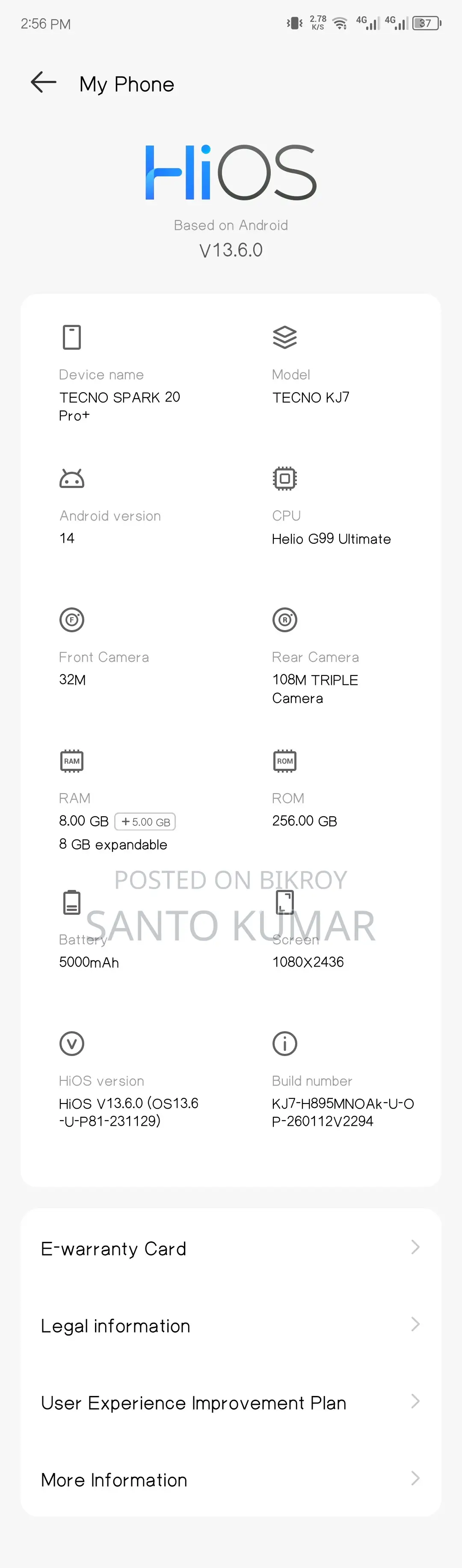 Tecno Spark 20 Pro+ all fresh condition (Used)
