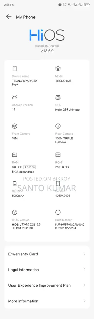 Tecno Spark 20 Pro+ all fresh condition (Used)