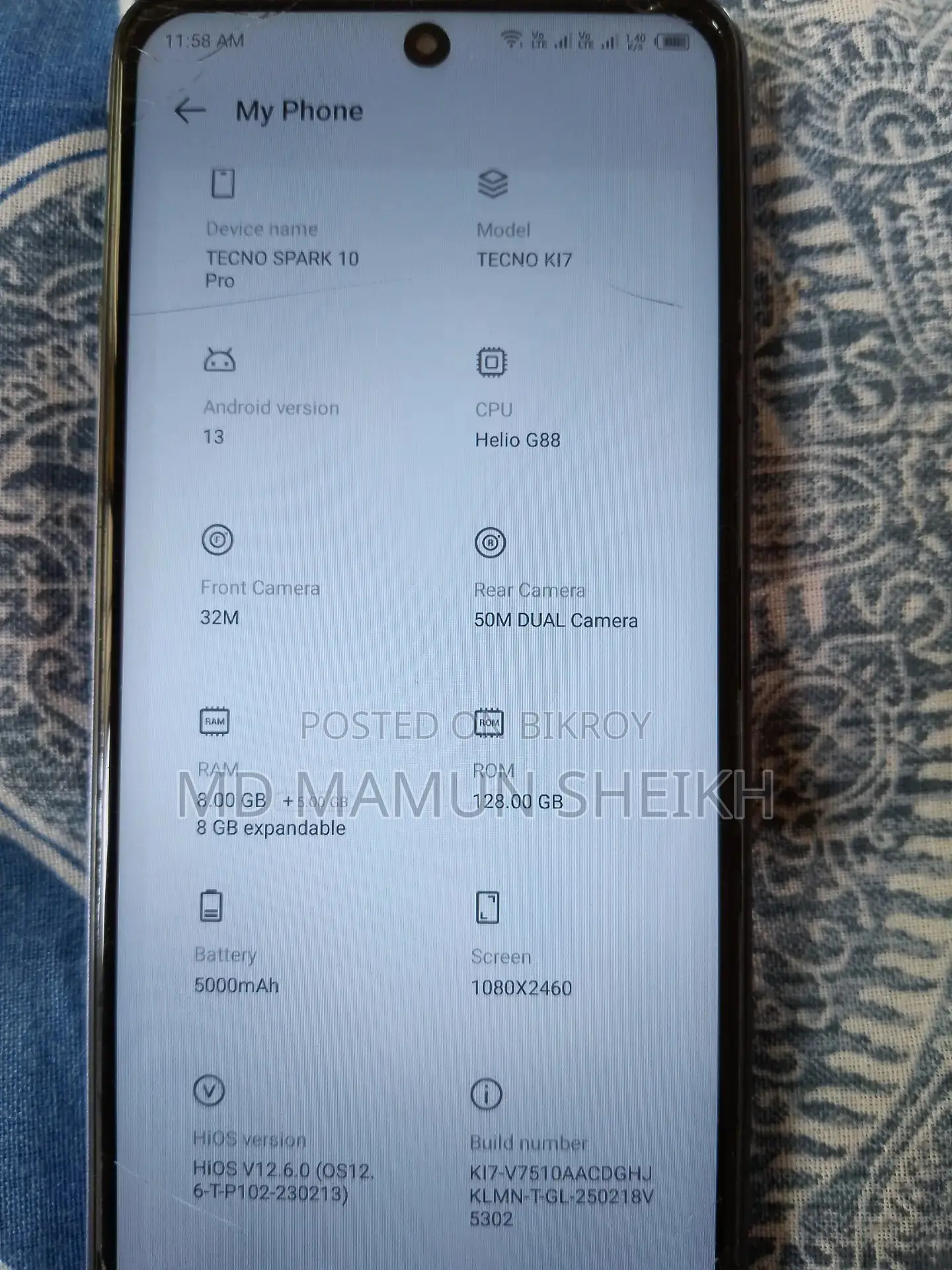 Tecno Spark 10 Pro . (Used)