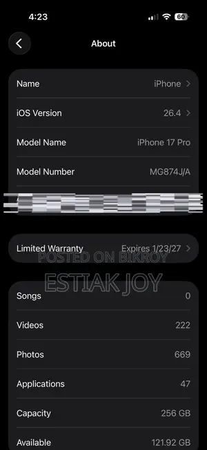 Apple iPhone 17 Pro . (Used)
