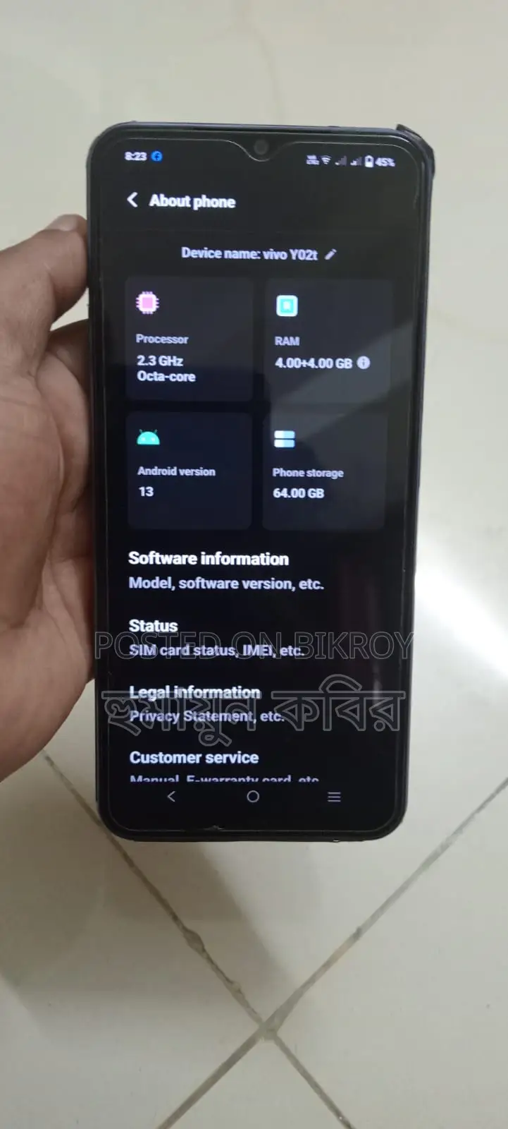 Vivo Y02 . (Used)
