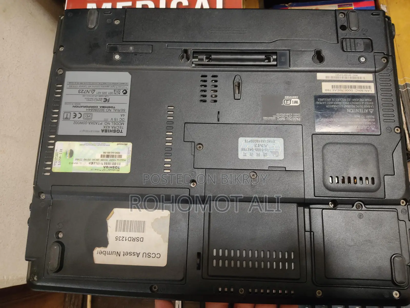 Laptop Toshiba Tecra A10 2GB Intel Core 2 Duo HDD 160GB