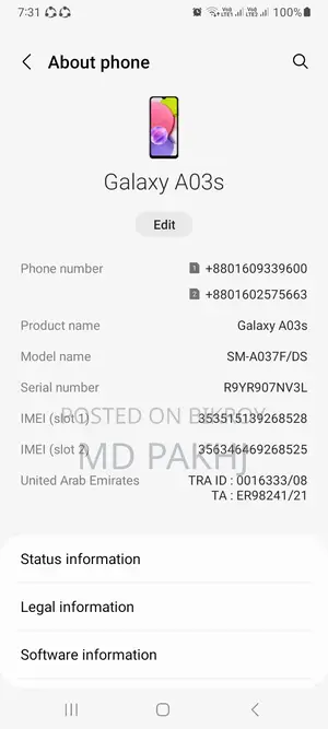 Samsung Galaxy A03S (Used)
