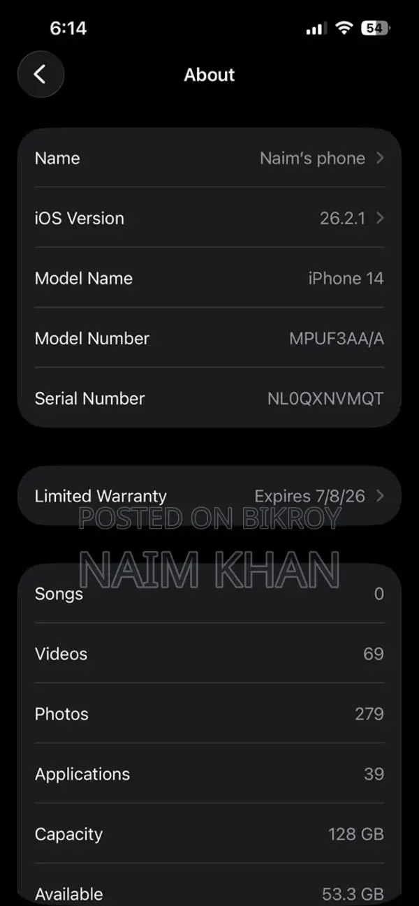 Apple iPhone 14 UAE (Used)