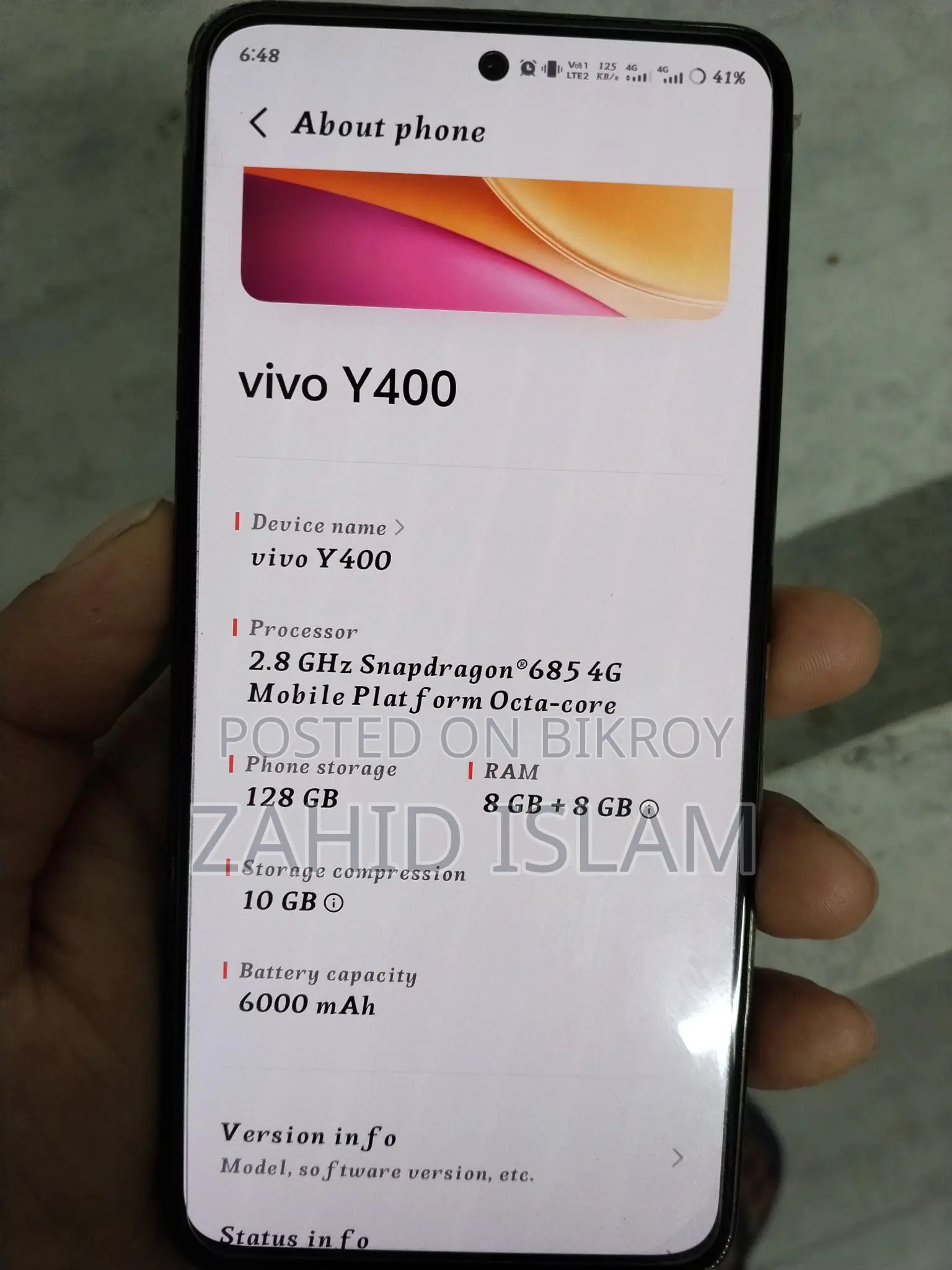 Vivo Y400 Android 16 (Used)
