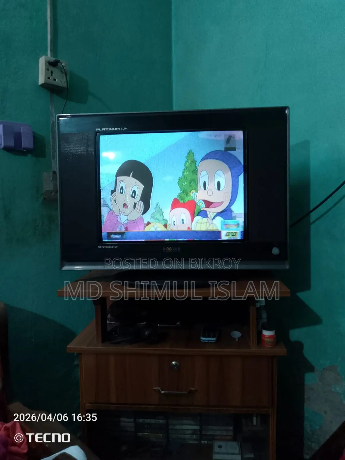 SINGER CRT 21" Flat Colour TV