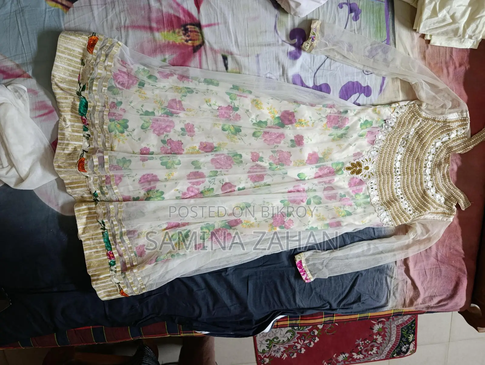 Floral gown with stone work