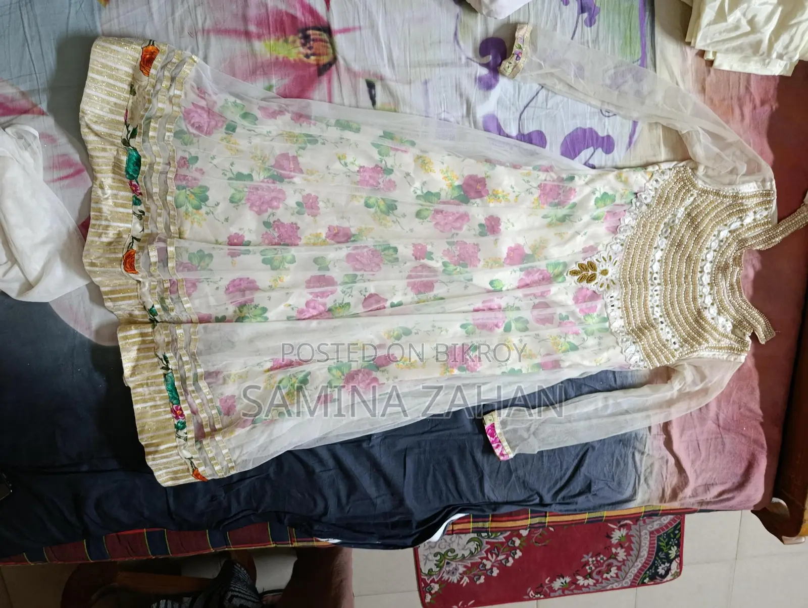 Floral gown with stone work