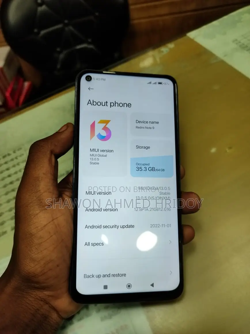 Xiaomi Redmi Note 9 . (Used)