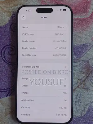 Apple iPhone 15 Pro 1 TB Stores 87% BH (Used)