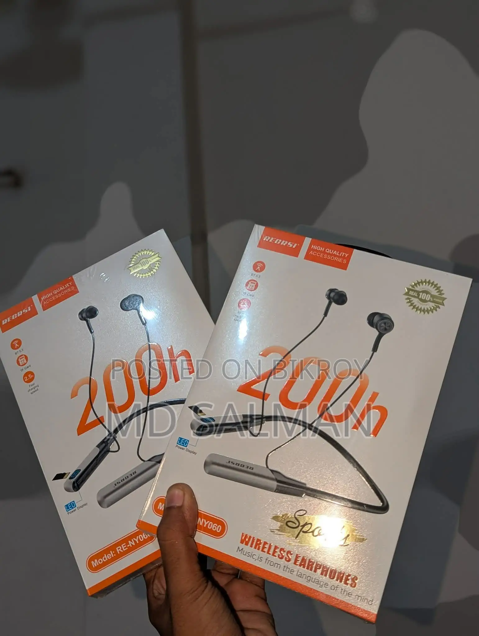 200 Hours Battery Wireless Neckband Earphones
