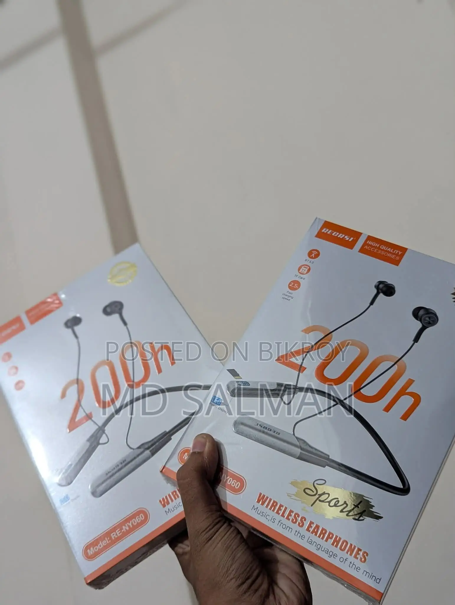 200 Hours Battery Wireless Neckband Earphones