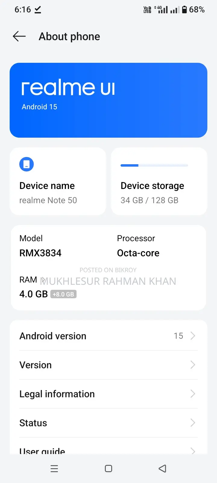 Realme Note 50 . (Used)