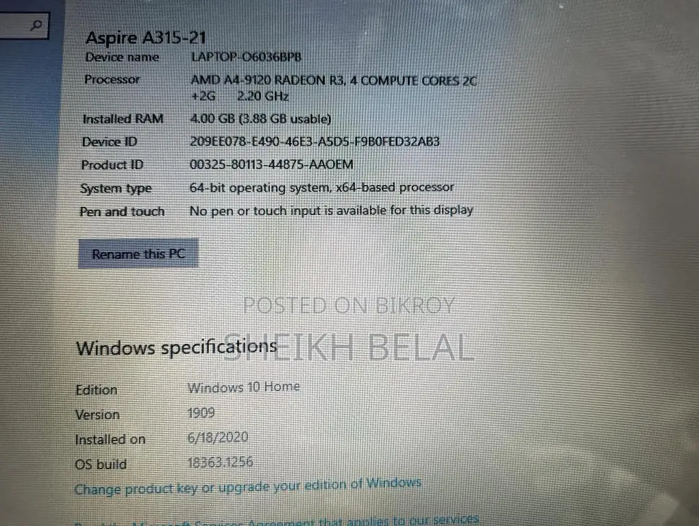 Laptop Aspire 3 (Acer)