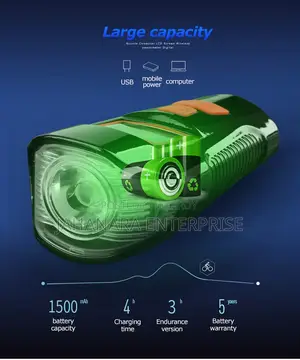 Waterproof Bicycle Bell With Light Usb Charging Bike Front