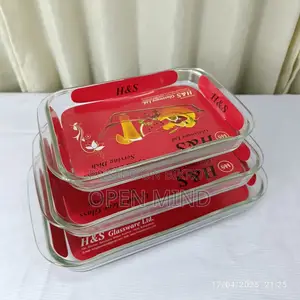 H&S 3 Pcs Tempered Glass Oven Proof Rectangular Serving Dish Set