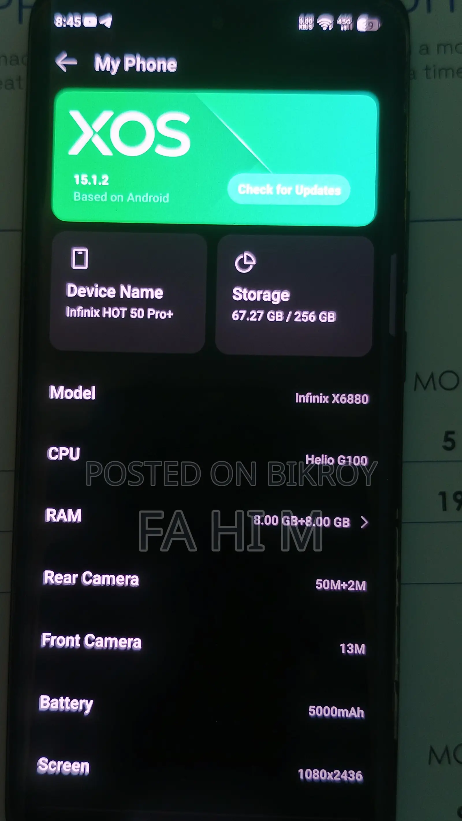 Infinix Hot 50 Pro+ . (Used)