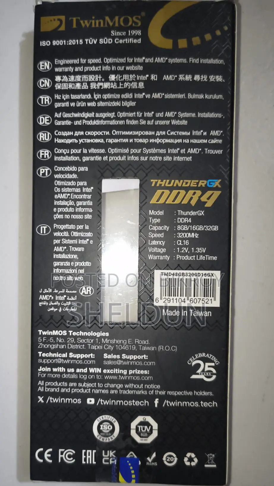 Twinmos Thunder Gx 8gb DDR4 New