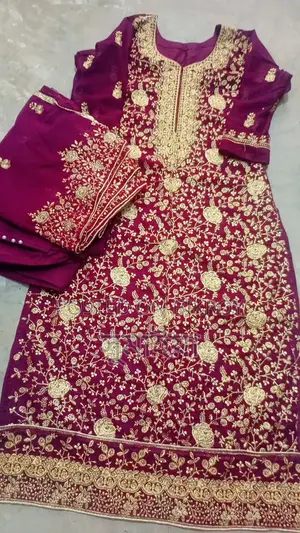 4 Georgette Three-Piece Sets and One Gown for Sale
