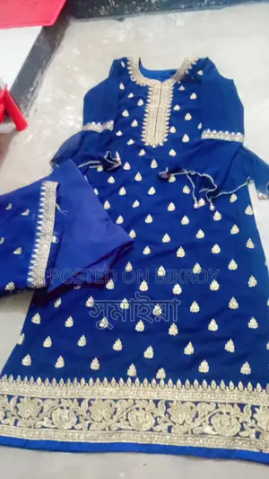 4 Georgette Three-Piece Sets and One Gown for Sale