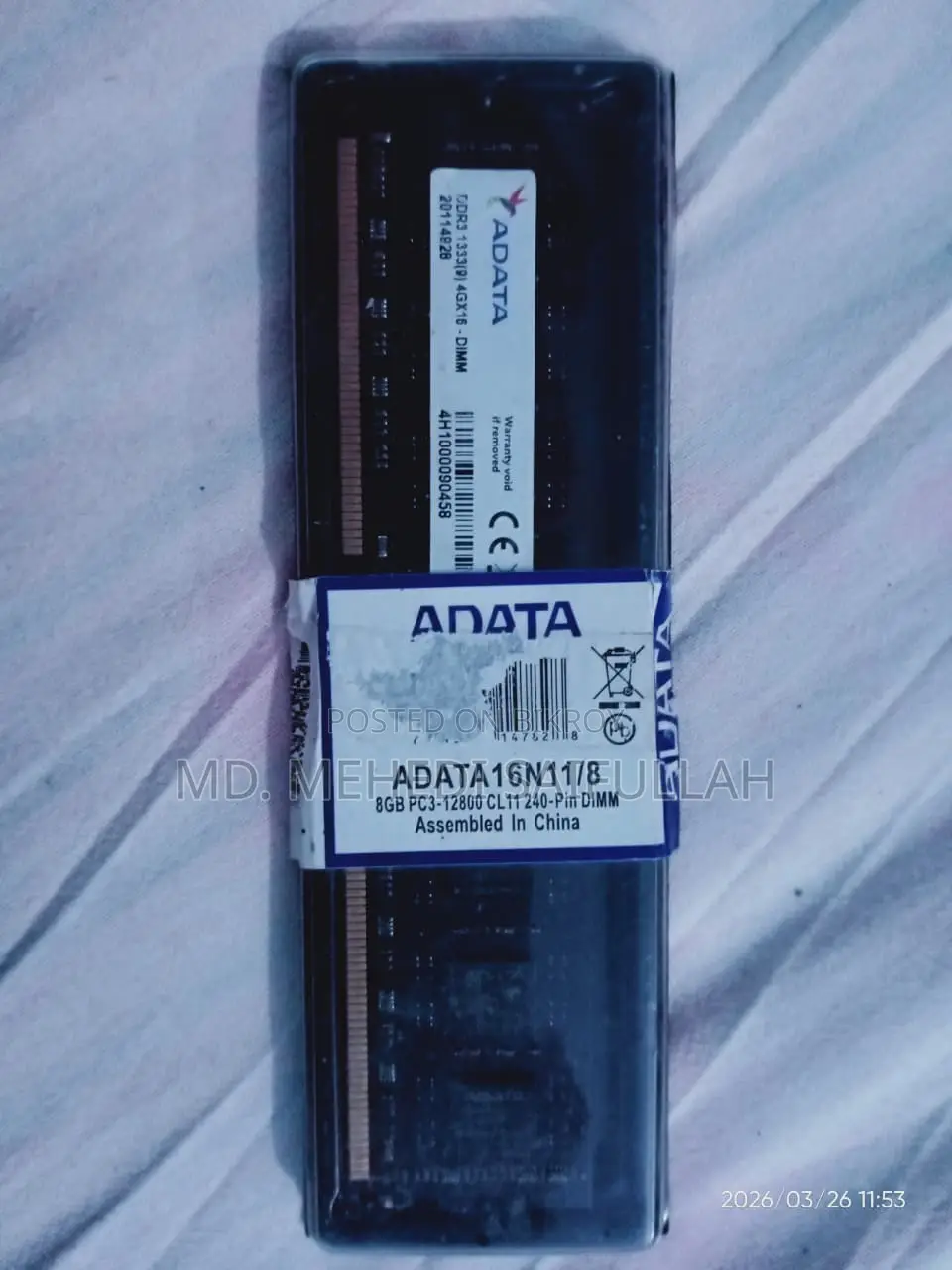Adata DDR3 8GB RAM for Sale