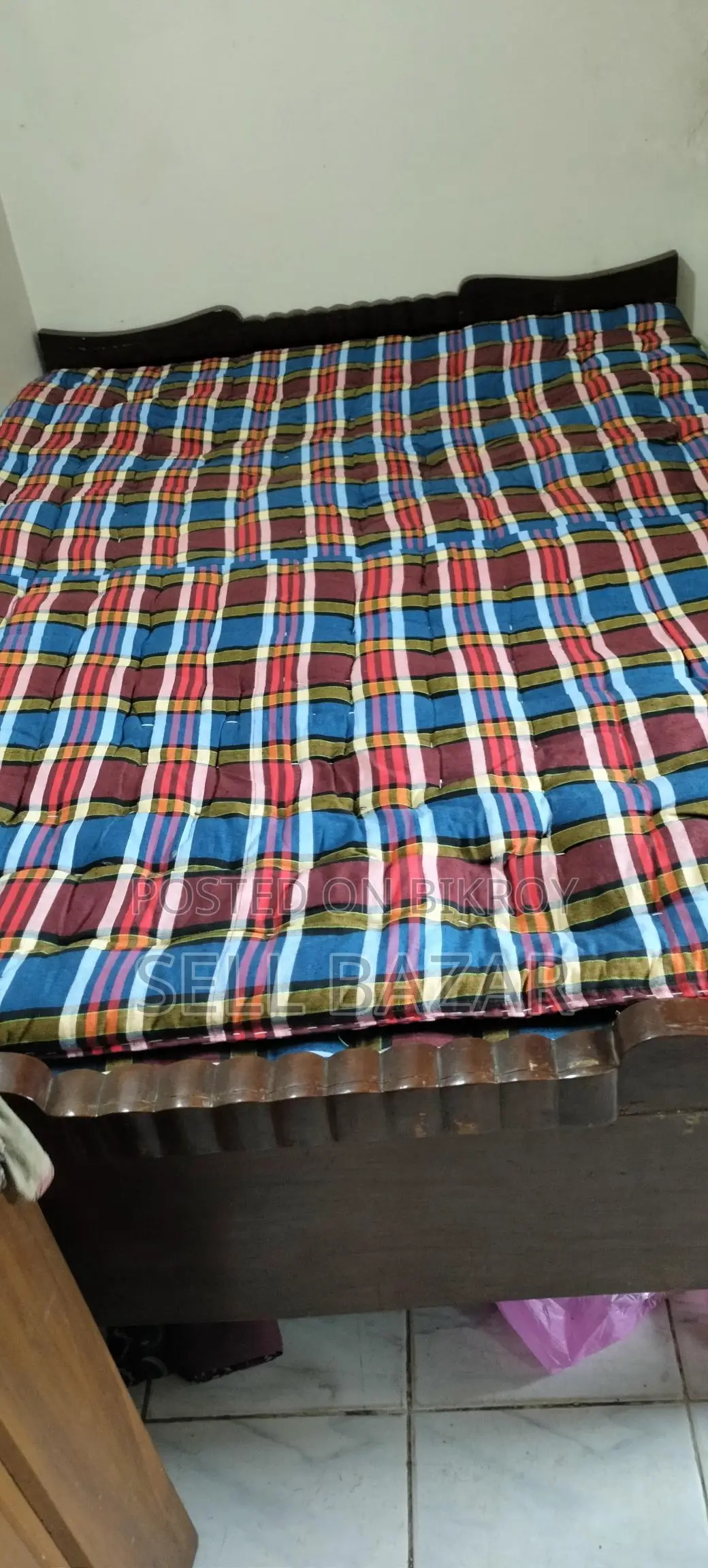 Shagun wood bed with mattress and quilt for sale
