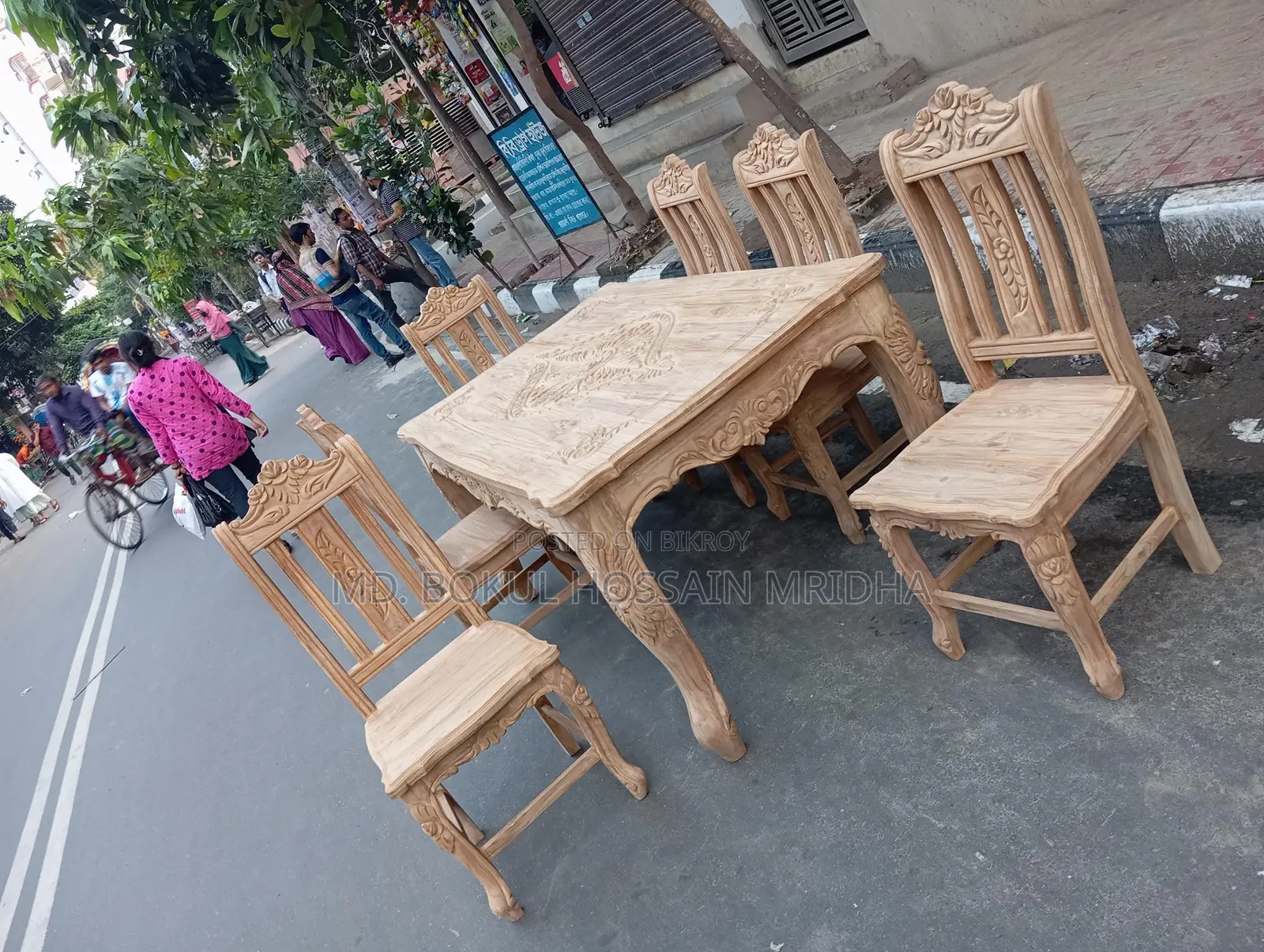 Chittagong Teak Wood Victoria Dining Table Set