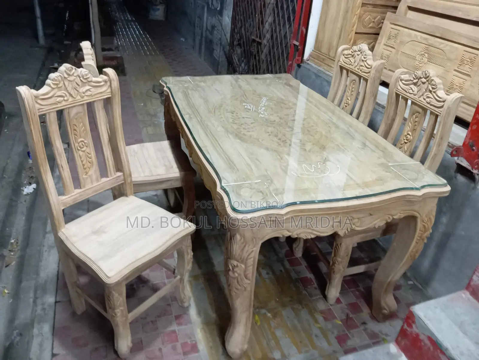 Chittagong Teak Wood Victoria Dining Table Set