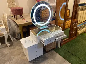 Home decor round mirror dressing table design