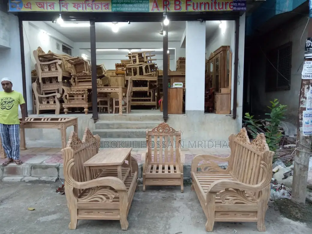 Original Chittagong Natural Teak Wood Sofa 2*2*1