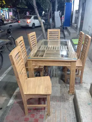 Original Chittagong Teak Wood Dining Table Set